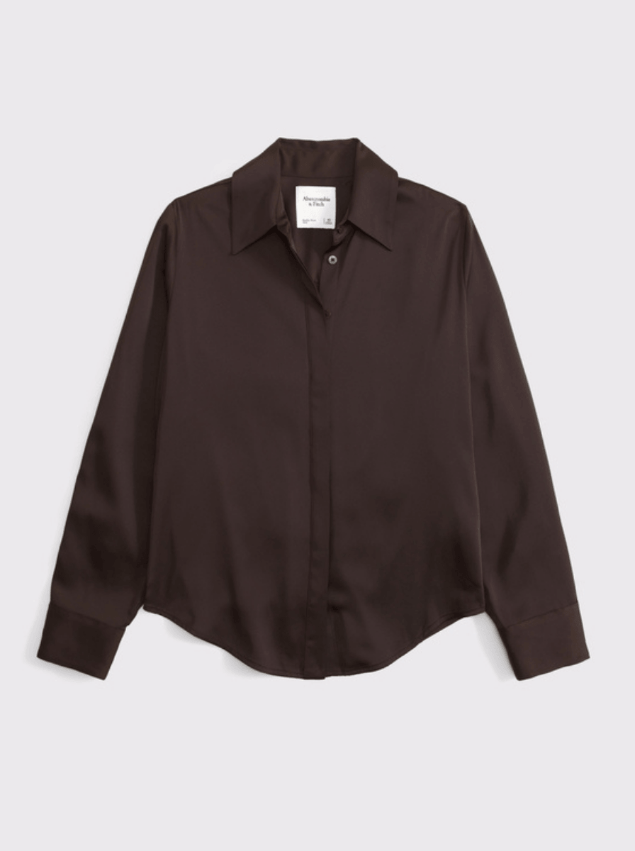Tailored Satin Shirt - Espresso