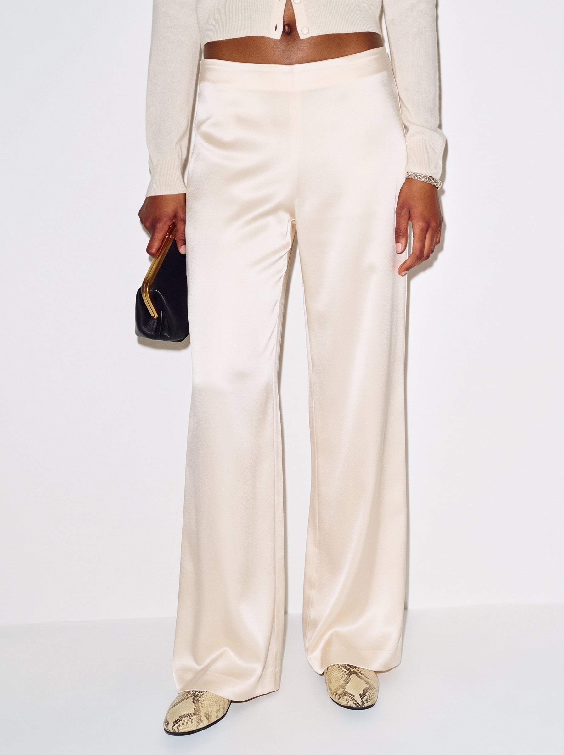 Classic Satin Pants - Beige