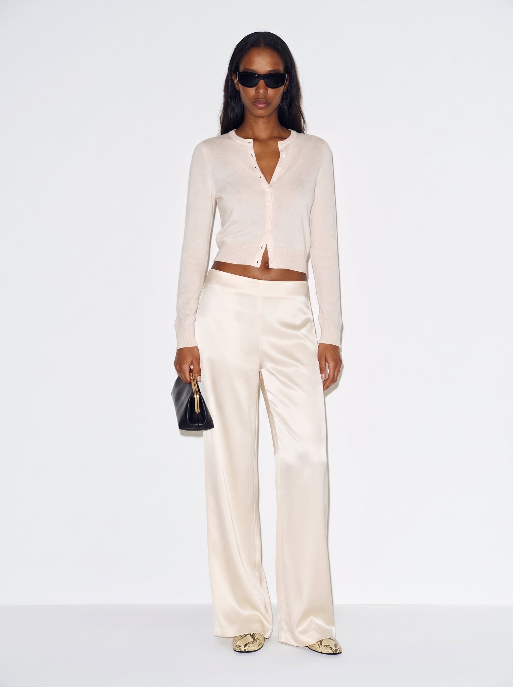 Classic Satin Pants - Beige