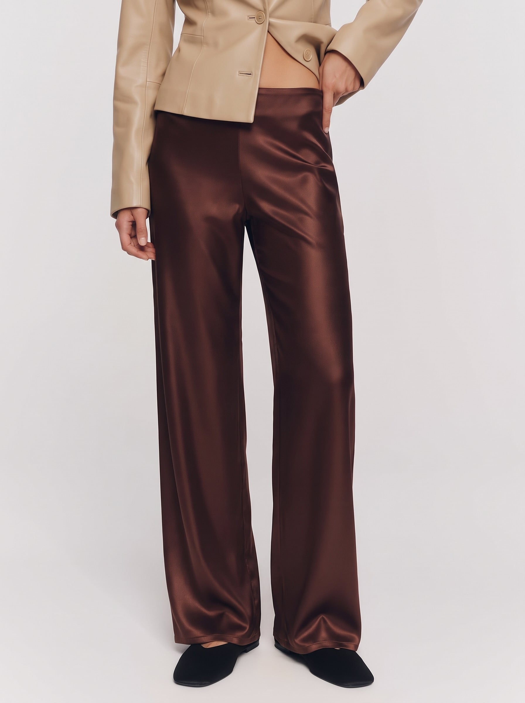 Classic Satin Pants - Espresso