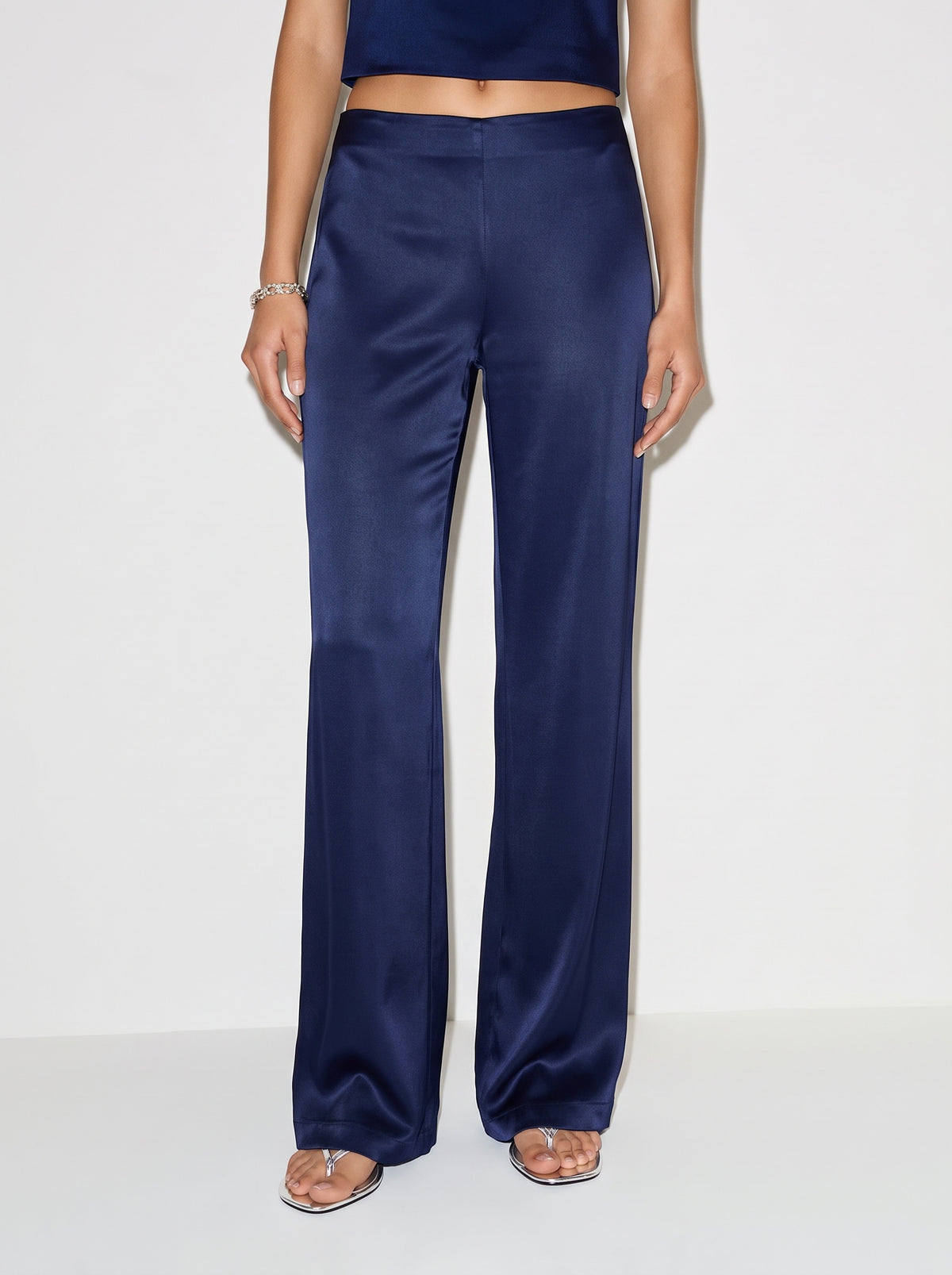 Classic Satin Pants - Navy