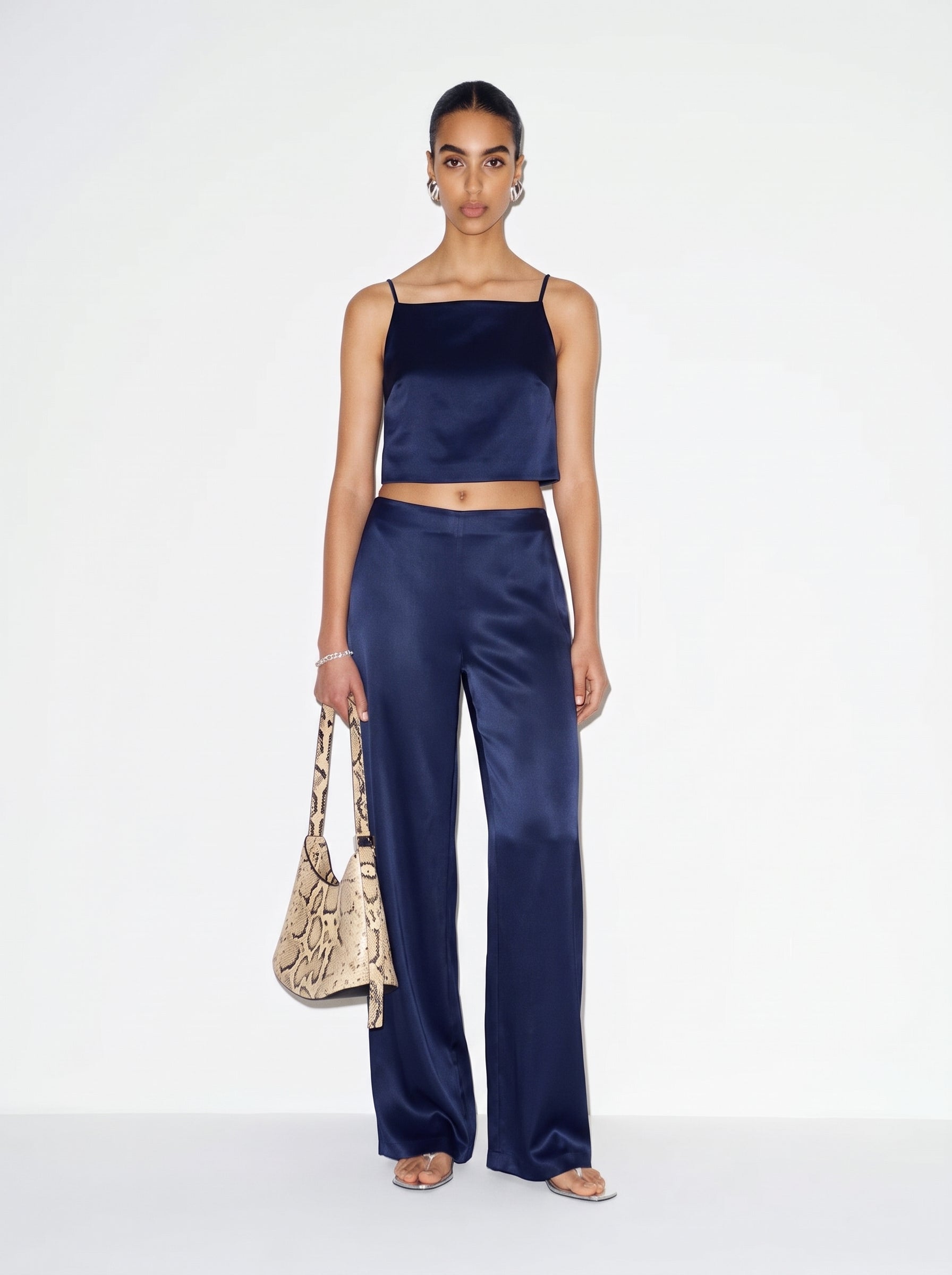 Classic Satin Pants - Navy